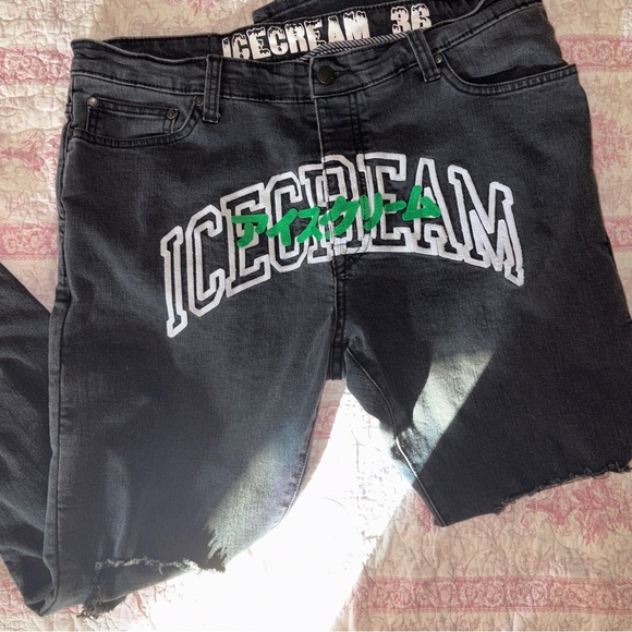 Icecream Men's Skinny Jeans - Black with Green Accents